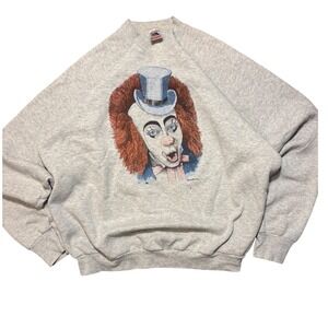 Vintage 90s Rick Embry Clown Art Sweatshirt XL Made USA Boxy